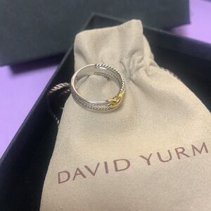 David yurman Two-Tone Silver and Gold Leaf Accent Women’s Ring